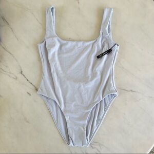 Set Active Swim Ice Blue Terry One-Piece Swimsuit Medium NWT